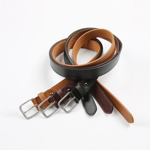 slim square leather belt